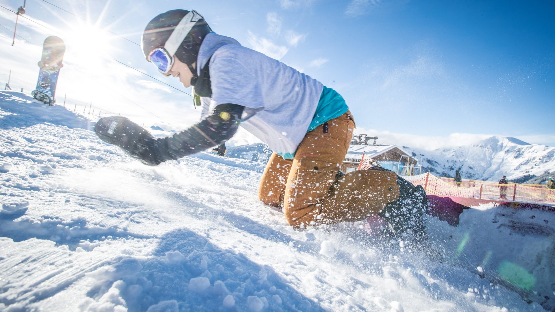 Snowboarder auf der Piste